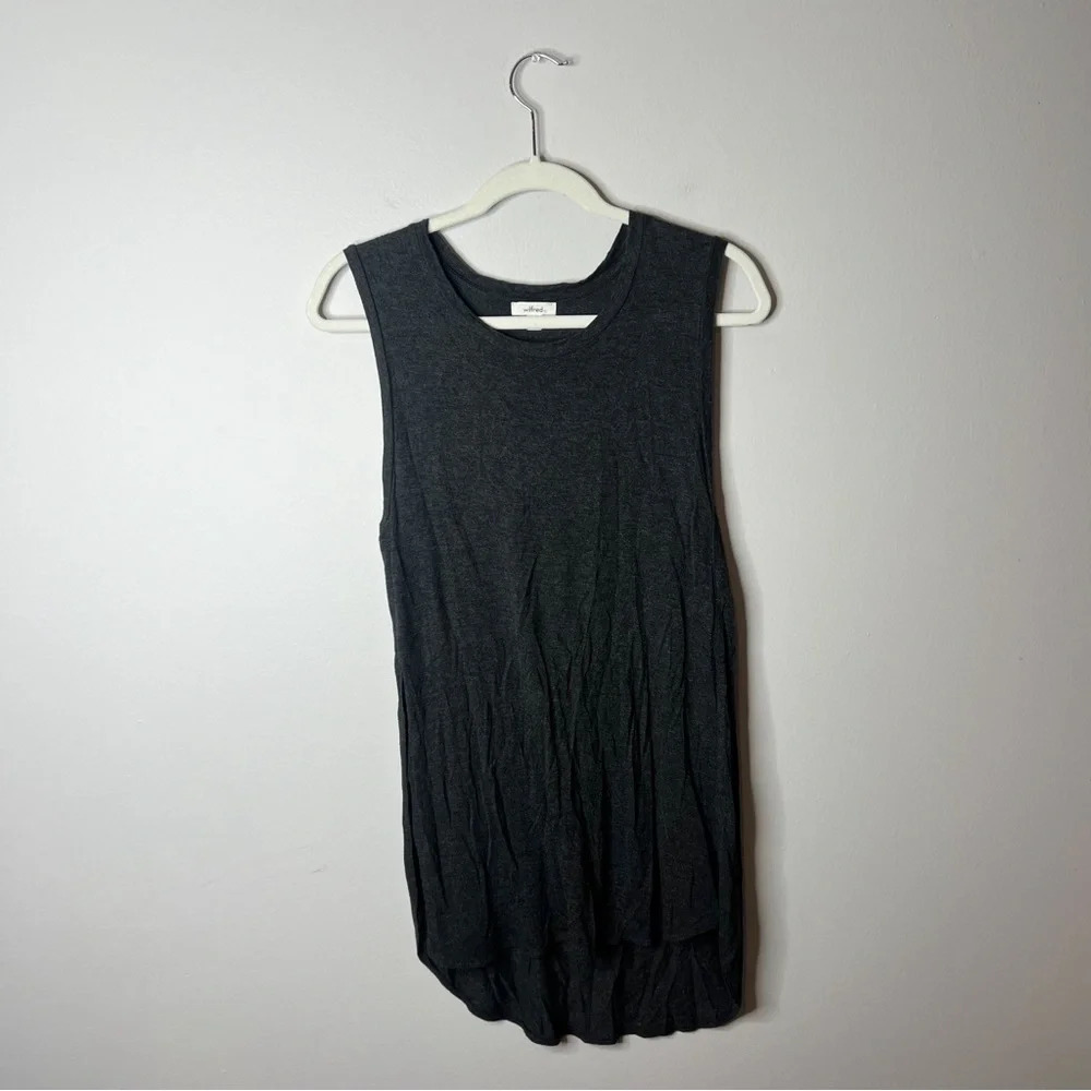 Aritzia Wilfred Gray High Low Slit Tank Top